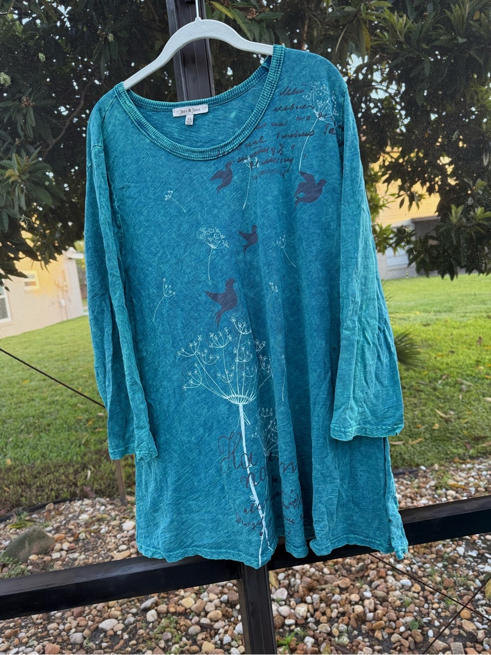 NWOT Jess & Jane Teal Mineral Wash Dandelion Tunic Top XL